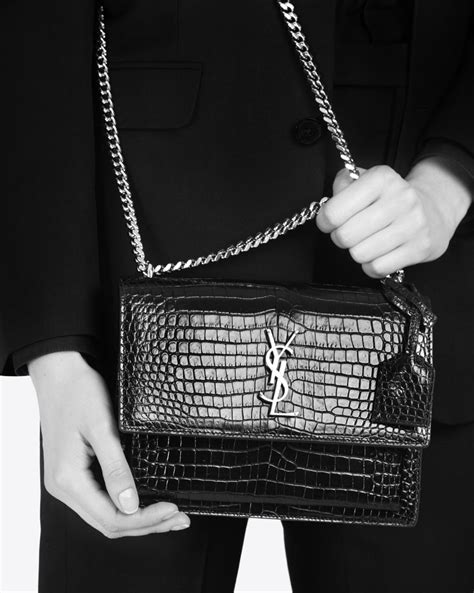 ysl sunset bag candid|YSL sunset bag crocodile.